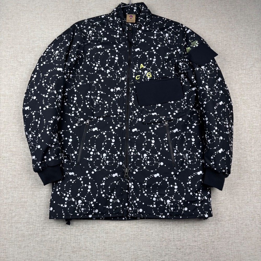 Nike ACG Men Black White Galactic Dot Insulated Parka Jacket Medium CV0638-010